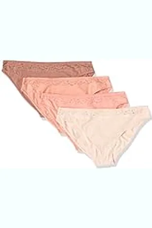 Amazon Braguita bikini de algodón y encaje Mujer, Pack de 4, , 36