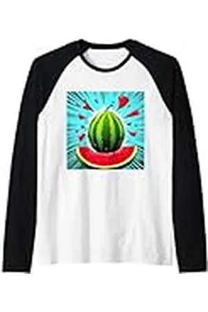 Fruit Of The Loom Cómic de sandía Camiseta Manga Raglan
