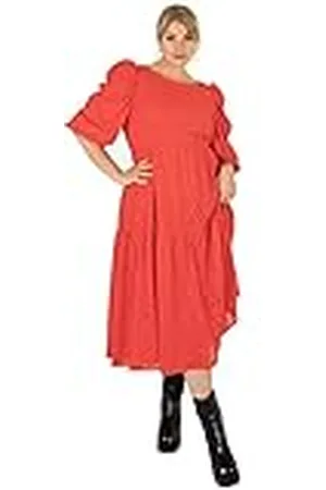 Lovedrobe Womens Plus Size Dress Ladies Curve Key Backhole 3/4 Sleeves Midaxu High Waist Everyday for Summer Work Office Party Vestido, , 52 para Mujer