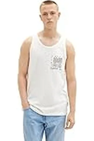 TOM TAILOR 1036484 Camiseta de Tirantes Anchos, 12906-Lana de Color Blanco, M para Hombre