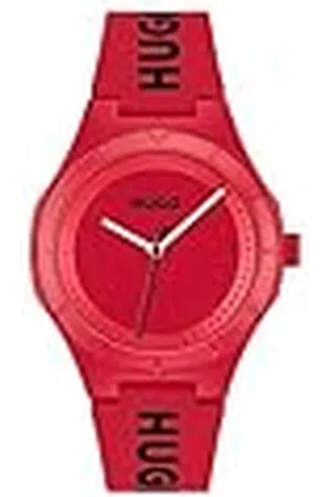 HUGO BOSS Reloj Analógico de Cuarzo para Hombre Colección #Lit FOR Him con Correa de Silicona Roja - 1530346