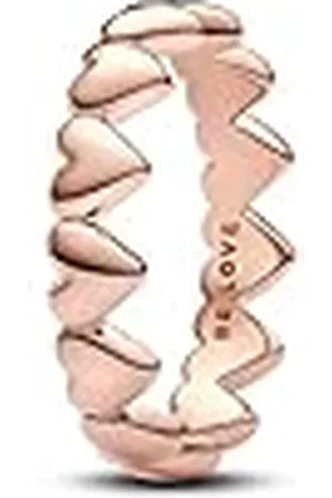 PANDORA Anillo de mujer serie de corazones oro rosa 183427C00, 56/17,8, Plata de ley, Sin piedras preciosas