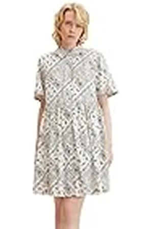 TOM TAILOR Señoras Vestido de blusa, White Blue Bandana Print, XL