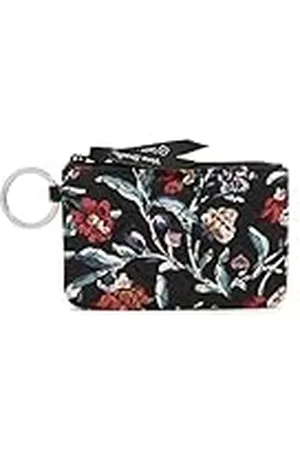 Vera Bradley Cartera de algodón con Cremallera para Mujer, Color Negro perennes, Talla única