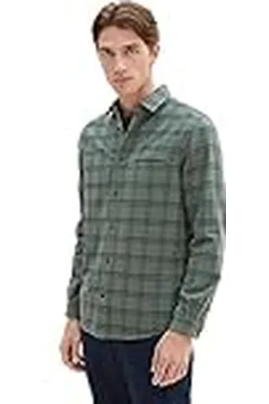 TOM TAILOR 1037447 Camisa, 32306-Green Dust Navy Check, XL para Hombre