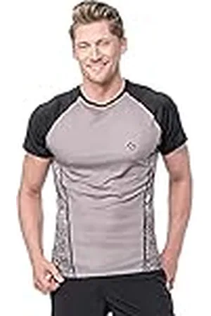 GIPARA FITNESS Sport Tshirt Camiseta, Beige, Negro, Medium para Hombre