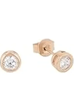 QS by s.Oliver Pendientes de plata de ley 925 pendientes de las señoras, con zirconia cúbico sintetizador., 0,6 cm, de color rosa, Viene en caja de regalo de joyería
