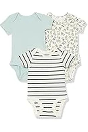 Amazon Body de Manga Corta de Punto elástico de algodón (Anteriormente Amazon Aware) Unisex Bebés, Pack de 3, , 0 Meses