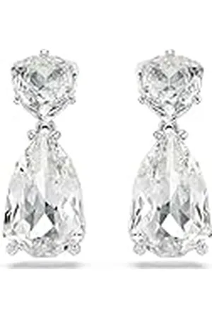 Swarovski Pendientes Mesmera, Cristales Blancos de Tallas mixtas, Baño de rodio