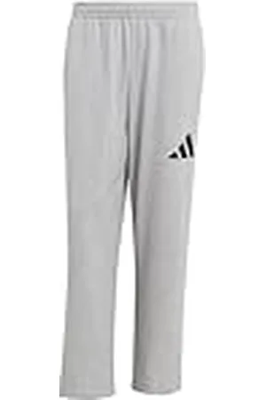 adidas Hombre Essentials Wide Leg Three Bar Pant, Medium Grey Heather/Black, XS