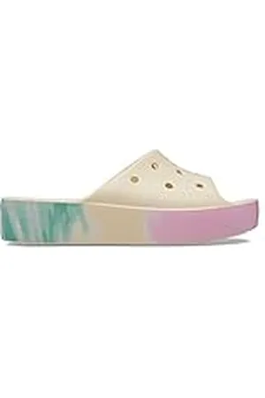 Crocs Mujer Classic Platform Slide Sin cordones, Vanilla/Multi, 41/42 EU