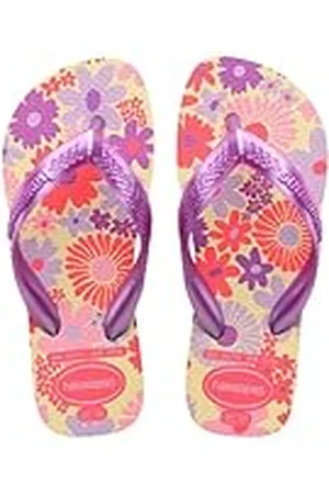 Havaianas Kids Flores, Chanclas, Cómodas, Duraderas y Divertidas, Suela con Estampado Floral, Tiras Metalizadas y Suela Antideslizante, Niñas, , 23/24 EU