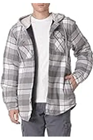 Wrangler Chaqueta de Franela Acolchada de Manga Larga para Hombre con botón de Capucha, , L