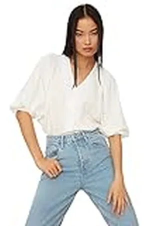 Trendyol Mujer Camisa Tejida básica con Cuello en V y Ajuste Regular, , 42