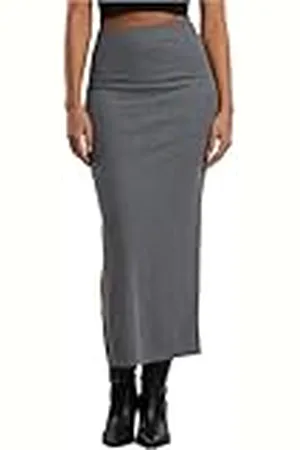 Urban classics Tb6940-ladies Rib High Slit Skirt Falda, , XL Mujeres