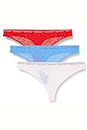 Tommy Hilfiger Pack de 3 Braguitas Tipo Tanga para MujerPremium Essential, Multicolor (Fierce Red/Blue Spell/Pearly Pink), XS