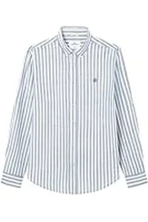 Springfield Camisa de algodón Slub Rayas Tejido Ligero, , M para Hombre