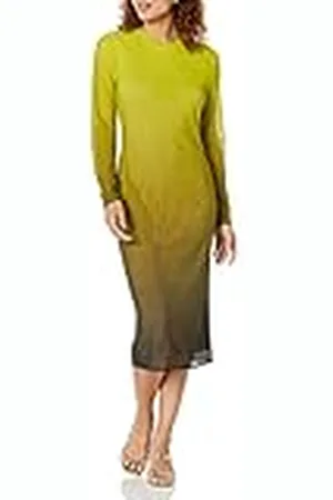 THE DROP Vestido para Mujer, Gene Midi de Malla de Manga Larga con Espalda Abierta, , XXL Grande