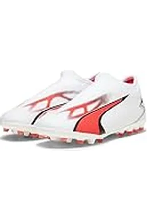 PUMA Ultra Match LL MG JR, Zapatillas de fútbol Unisex niños, White Black-Fire Orchid, 28 EU