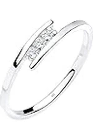 Elli Anillos Mujer Clásica Elegante con Diamante (0.04ct.t) en Plata Esterlina 925
