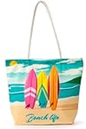 Puckator Bolsa de playa de tela de algodón - Tablas de surf - Beach Life - Bolsa de playa, , Bohemio