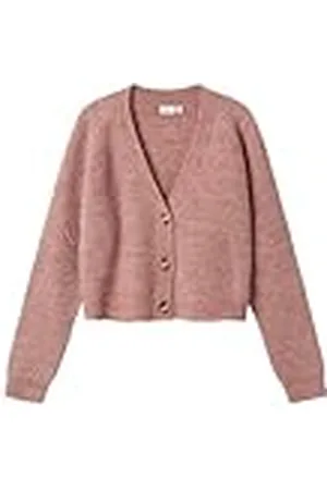 NAME IT Nkfholly Boxy Short Knit Card Noos Suéter cárdigan, Malva Deauville, 122/128 cm para Niñas