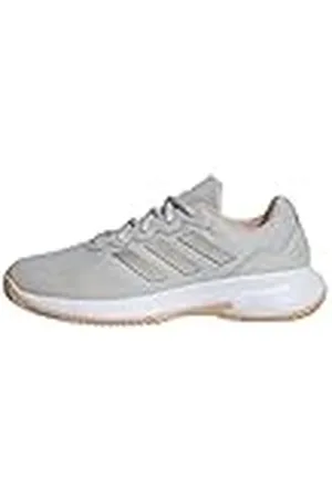 adidas Gamecourt 2.0 Tennis Shoes, Zapatillas de Tenis Mujer, Grey One/Cyber Met./Powder Coral, 38 2/3 EU
