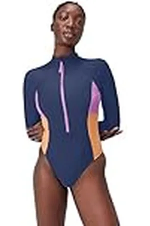 Speedo Bañador de 1 Pieza de Manga Larga, con Cremallera y Bloques de Color | Una Pieza | Fitness en el Agua Traje de baño para Mujer, , XL