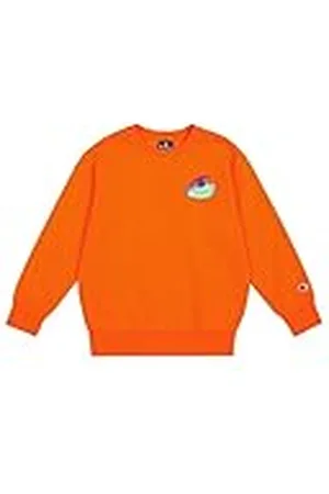 Champion Legacy Play With Graphics B (306909) - Sudadera ultraligera, suave y compacta de poliéster con cuello redondo, naranja mandarina (TNT), 9-10 años (M) Niños FW24