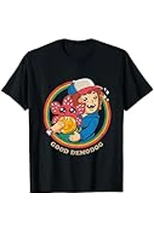 Stranger Things Camiseta Dustin Demodog Meme Curiosidad Compañero 84 Unisex Niños Manga Corta T-Shirt Negra Multicolor Talla S