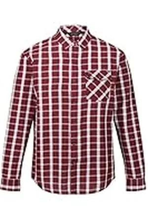 Regatta Lonan Camisa de Manga Larga de algodón Coolweave y Bolsillo a Cuadros en el Pecho Shirts, Hombre, , XS