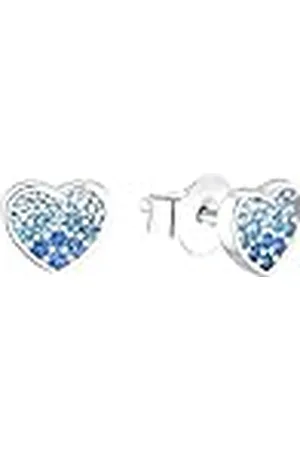QS by s.Oliver Pendientes de plata de ley 925 joyería del oído de los niños de la muchacha, con zirconia cúbico synth., 0,6 cm, plata, corazón, Viene en caja de regalo de joyería