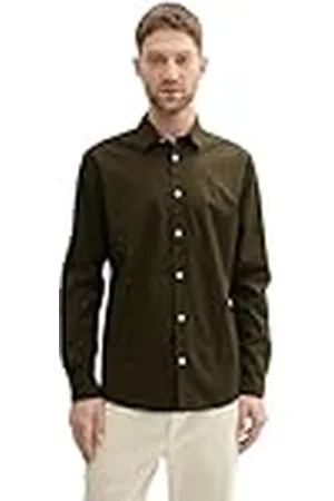 TOM TAILOR 1037435 Camisa, 11172-Dark Rosin Green, XL Hombres