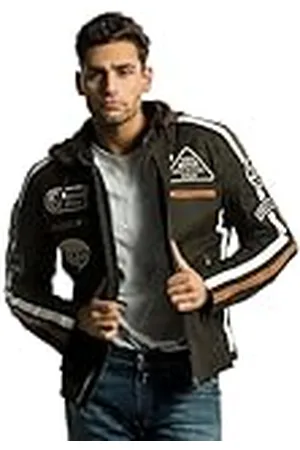 Urban Leather Chaqueta Moto Hombre en Cuero 58 Gents | Cazadora de Moto de Piel de Cordero | Armadura Removible para Espalda, Hombros y Codos Aprobada por la CE | | 6XL