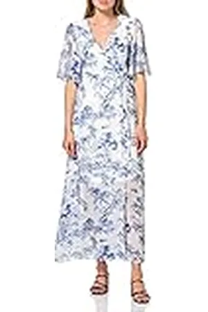 TRUTH & FABLE Marca Amazon - Vestido Largo Cruzado de Gasa Mujer, Multicolor (Tiger Print), 44, Label: XL