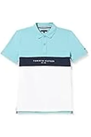 Tommy Hilfiger Polo de Bloque de Color S/S Camisa, White/Colorblock, 80 cm para Niños