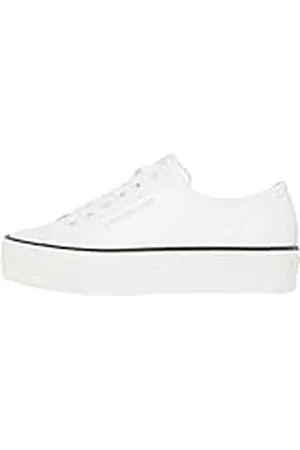 Calvin Klein Sneaker con suela vulcanizada Mujer Bold Low de piel, Blanco (Bright White/Black), 38