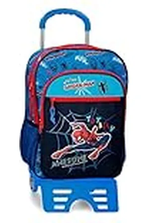 Marvel Totally Awesome, Equipaje Bolsa De Mensajero Niños, (Blue), Mochila Escolar Doble Compartimento Con Carro