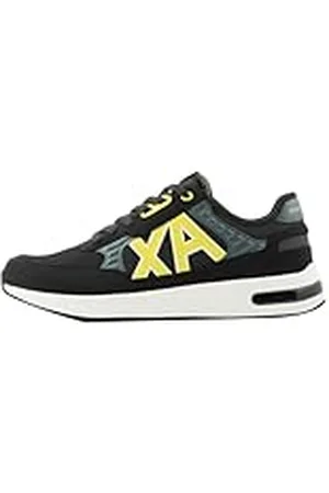Armani Exchange Dusseldorf Embossed Geometric Motifs, Zapatillas Hombre, Negro, Gris y Amarillo, 42 EU