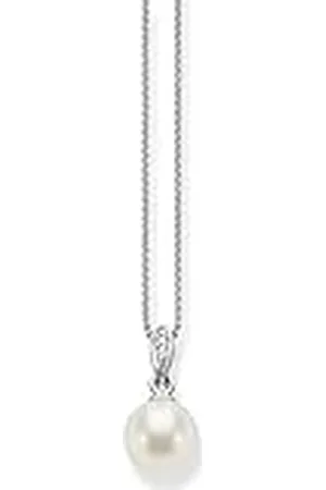 Thomas Sabo SCKE150060 - Collar para mujer con colgante de 925 y perla blanca ovalada con circonitas, 42 cm, 38cm, esterlina, Perla Circonia cúbica