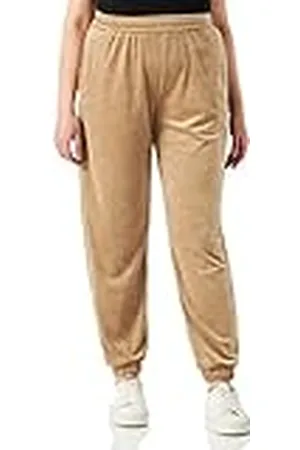 Urban classics Pantalones Deportivos de Terciopelo de Cintura Alta para Mujer, Gris Pardo Suave, L