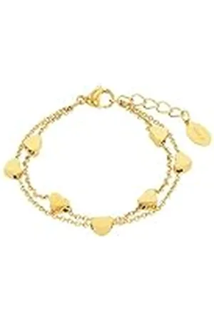 QS by s.Oliver Pulsera de acero inoxidable niña niños brazo joyas, 14+2 cm, oro, corazón, Viene en caja de regalo de joyería