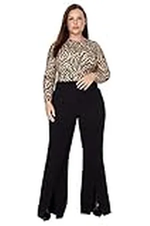 Trendyol Mujer Más Tamaño Cintura Alta Pierna Ancha Más Talla Pantalones, , 70 Grande