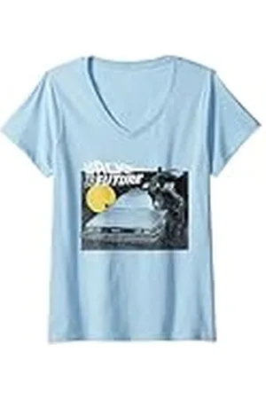 Back To The Future Mujer Delorean Fade Retrait Camiseta Cuello V