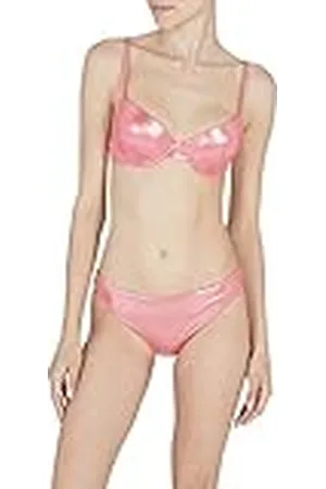 Emporio Armani Bikini para Mujer, diseño de Punto de Foil de Licra, Color Azul y Texto Conjunto, , XS