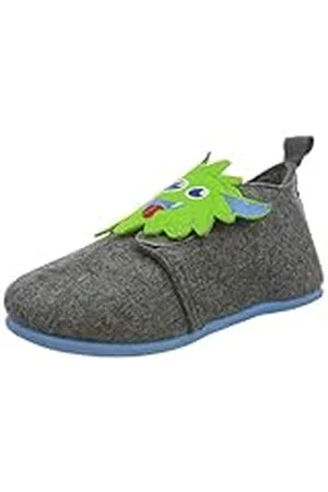 Playshoes Hausschuhe Monster, Pantuflas, Unisex niños, Gris (Grey), 24 EU