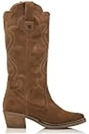 MTNG Botas de tacón Mujer Botas de tacón TEO 53723 Mujer | De Piel, con Interior Piel y Punta Afilada | Botas de tacón Casual | Cierre con Cremallera | 57415 | Marron