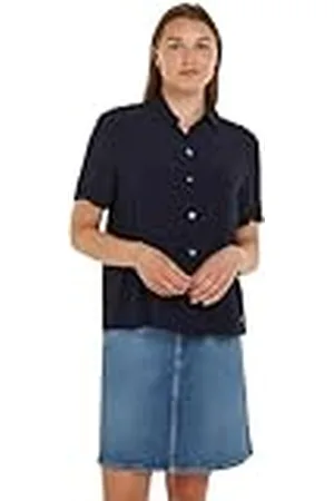 Tommy Hilfiger Blusa para Mujer Essential Fluid Shirt Manga Corta, , 32