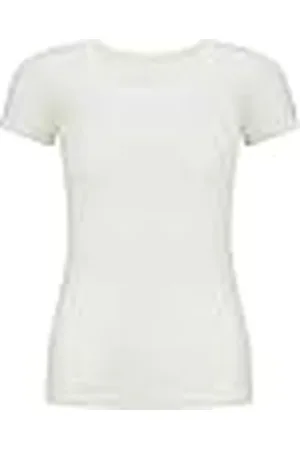 Supernatural Camiseta de Manga Corta para Mujer, con Lana Merina, W Scarlett Rib SS, Talla: L, Color: Blanco