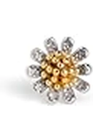 SINGULARU Pendiente Suelto Margarita. de Ley 925 con Acabado Baño Oro 18Kt y Rodio. Cierre Tuerca de Rosca. Joyas para Mujer